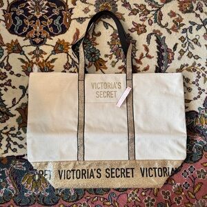 NWT Victoria's Secret Black, Gold and Cream Tote Bag